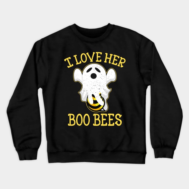 Boo Bees Shirt Halloween Couple I Love Her Matching Costume Crewneck Sweatshirt by foxmqpo